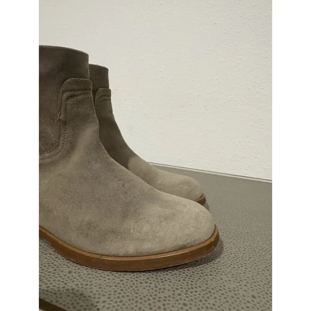 Rag & Bone Moto Boot Booties Womens Size 36.5 / 6.5 US Beige Suede Leather Italy